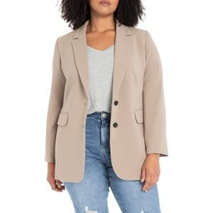 Eloquii Taupe Tailored Blazer Womens Size 16 Classic Work Jacket